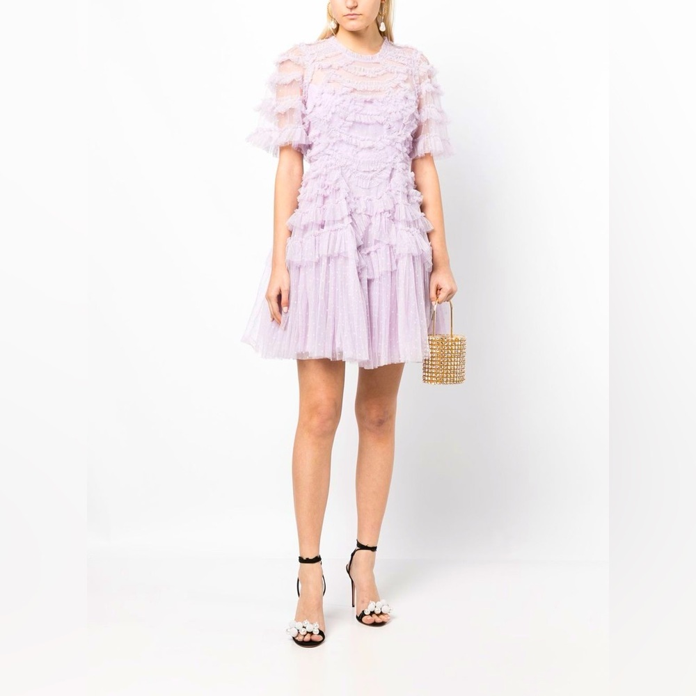 NWT Valentine Ruffle Tulle Micro Mini Dress purple
